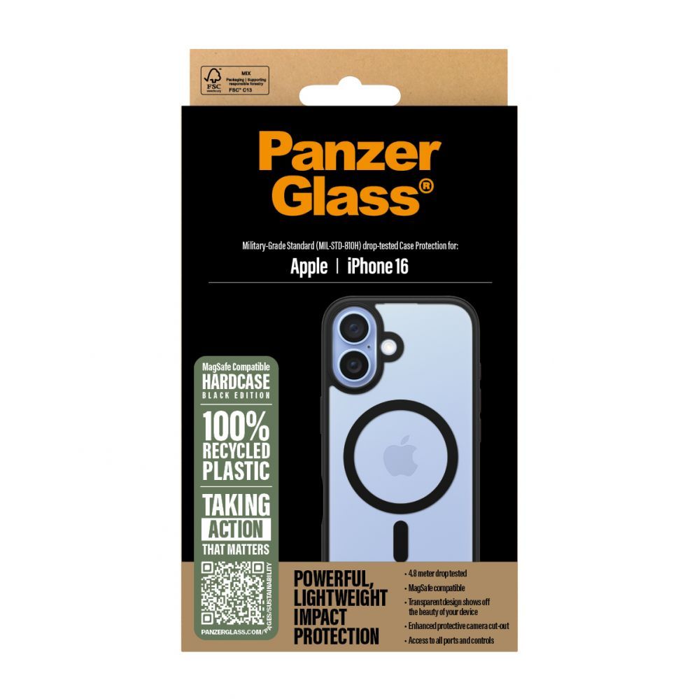 Cits mobilo telefonu aksesuārs Panzer Glass PanzerGlass HardCase iPhone 16 6.1" black/black MagSafe 1301