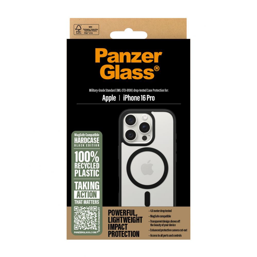 Cits mobilo telefonu aksesuārs Panzer Glass PanzerGlass HardCase iPhone 16 Pro 6.3" black/black MagSafe 1302