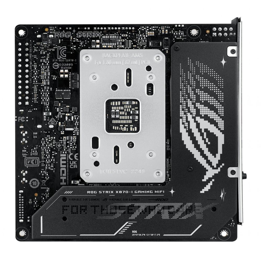 Intel protsessori emaplaat Asus | ROG STRIX X870-I GAMING WIFI | Processor family AMD | Processor socket AM5 | DDR5 DIMM | Supported hard disk drive interfaces SATA, M.2 | Number of SATA connectors 2