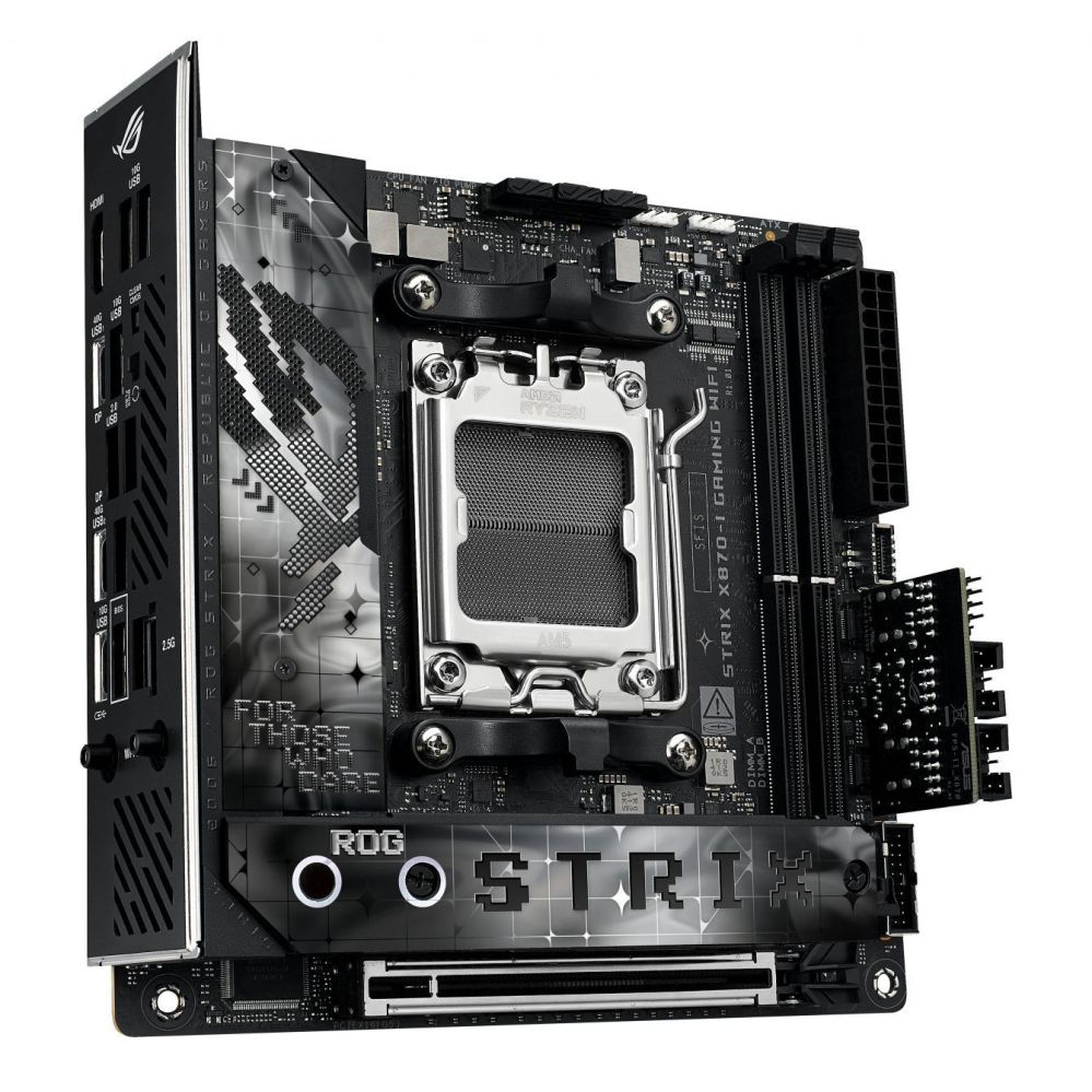 Intel protsessori emaplaat Asus | ROG STRIX X870-I GAMING WIFI | Processor family AMD | Processor socket AM5 | DDR5 DIMM | Supported hard disk drive interfaces SATA, M.2 | Number of SATA connectors 2