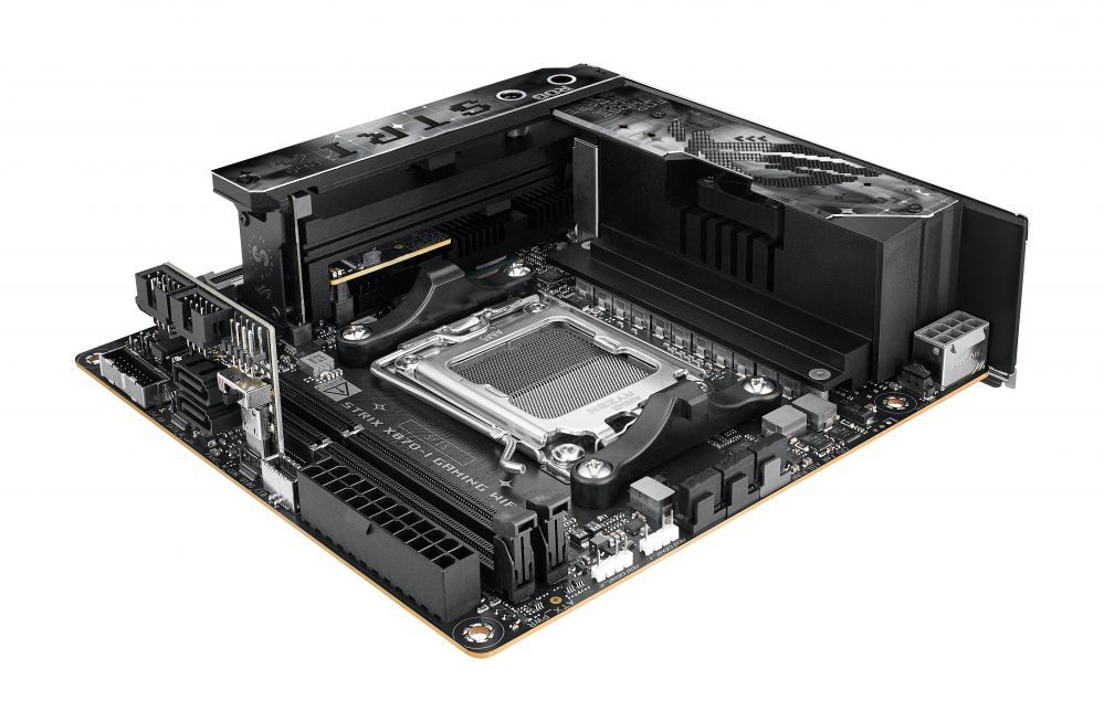 Intel protsessori emaplaat Asus | ROG STRIX X870-I GAMING WIFI | Processor family AMD | Processor socket AM5 | DDR5 DIMM | Supported hard disk drive interfaces SATA, M.2 | Number of SATA connectors 2