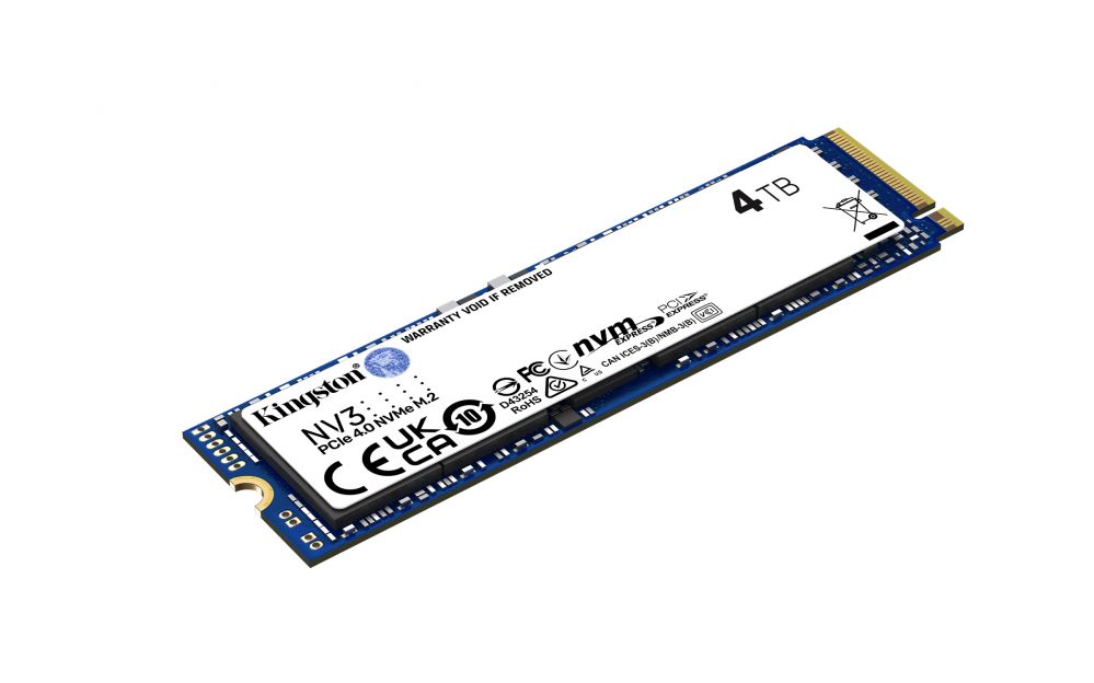 Kietasis diskas SDD Kingston SSD | NV3 | 4000 GB | SSD form factor M.2 2280 | Solid-state drive interface PCIe 4.0 x4 NVMe | Read speed 6000 MB/s | Write speed 5000 MB/s
