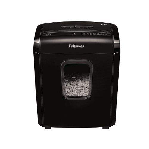Kontoritarbed Fellowes Powershred 6M Black, 13 L, Credit cards shredding, Mini-Cut Shredder, Paper handling standard/output 6 sheets per pass, Warranty 24 month(s)