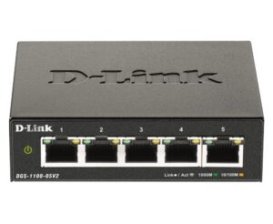 Serveris – kiti priedai D-link  Smart Managed Switch DGS-1100-05V2/E	 Managed L2, Rackmountable, 1 Gbps (RJ-45) ports quantity 5 