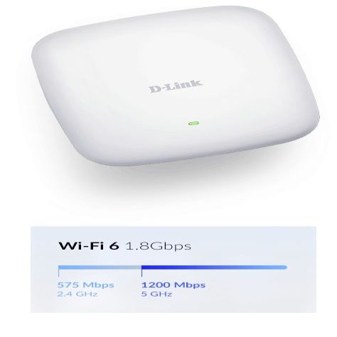 Ruuterid D-link Nuclias Connect AX1800 Wi-Fi 6 Access Point DAP-X2810 802.11ac, 1200+574 Mbit/s, 10/100/1000 Mbit/s, Ethernet LAN (RJ-45) ports 1, MU-MiMO Yes, Antenna type 2xInternal, PoE in