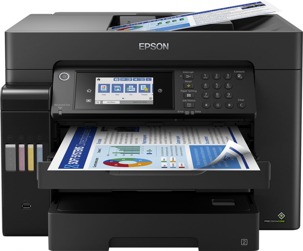 Printers EPSON EcoTank L15160 Colour, Inkjet, Multicunctional Printer, A3+, Wi-Fi, Black