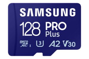 Memory cards Samsung  MicroSD Card with SD Adapter PRO Plus 128 GB, microSDXC Memory Card, Flash memory class U3, V30, A2, SD adapter