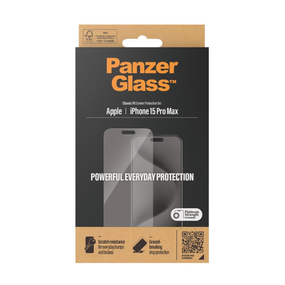 Back panel cover PanzerGlass Screen Protector iPhone 2023 6.7 Pro Max | Classic Fit