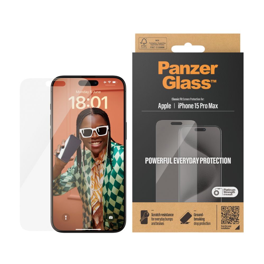 Back panel cover PanzerGlass Screen Protector iPhone 2023 6.7 Pro Max | Classic Fit