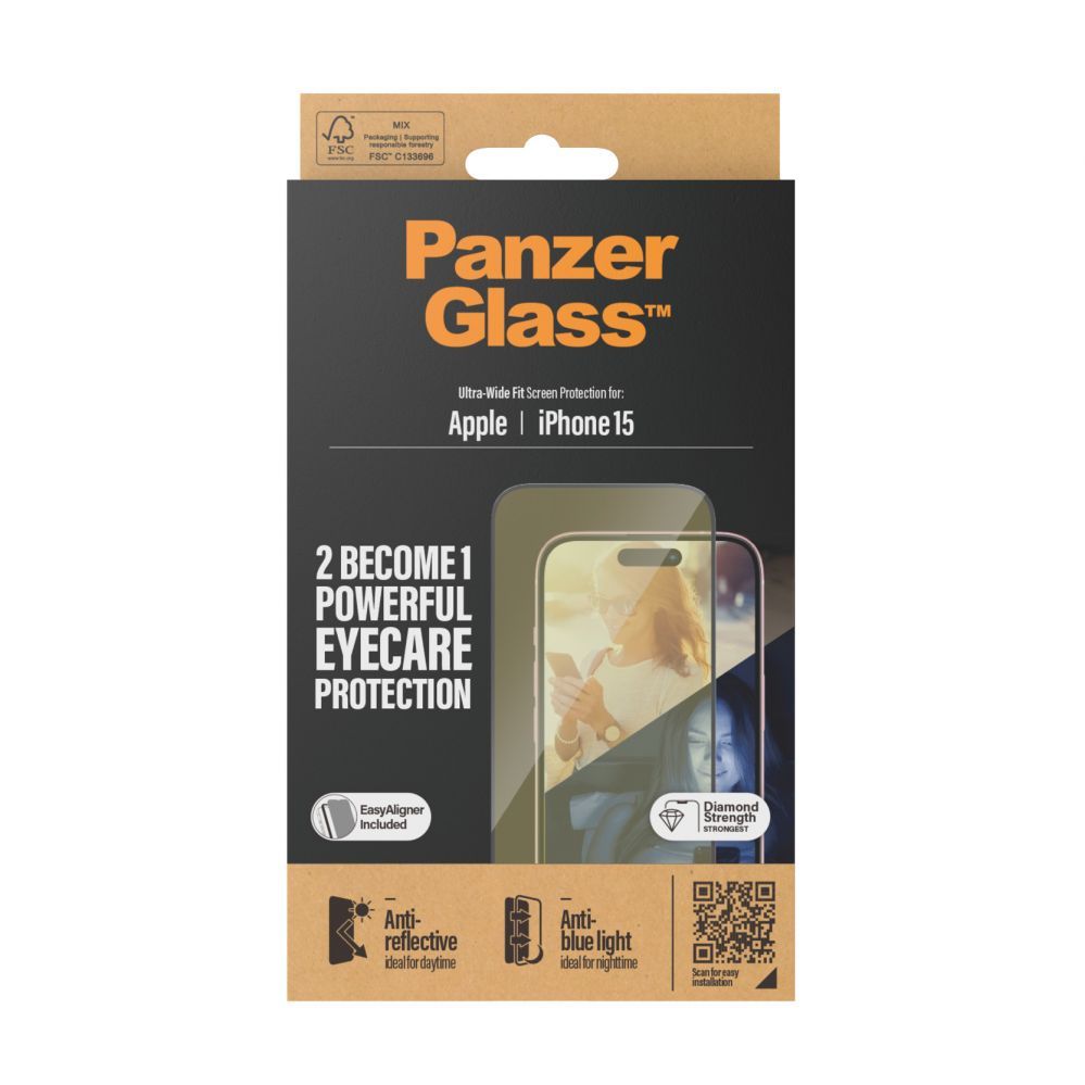 Back panel cover PanzerGlass Eyecare Screen Protection iPhone 2023 6.1 | Ultra-Wide Fit w. EasyAligner