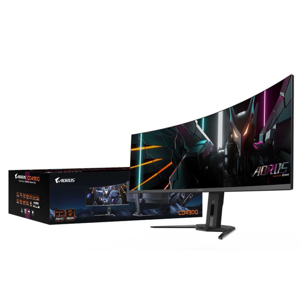 Monitor Gigabyte Gaming Monitor 49" OLED AORUS CO49DQ EK1, 5120x1440 DQHD, 3 ms, 250 cd/m2 (TYP), HDMI ports quantity 2, 144 Hz, Black
