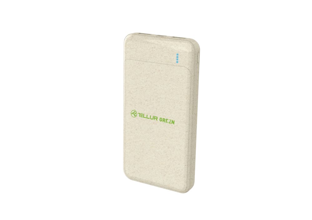 Väline aku Tellur PD103 Green Power Bank 10000mAh, 2xQC3.0 + PD 18W cream