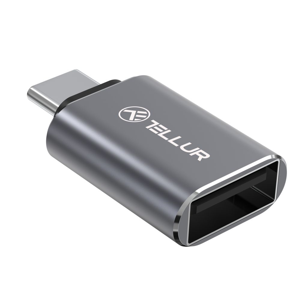 Lādēšanas ierīces un kabeļi Tellur USB-C to USB-A M/F Adapter 10Gbps, 3A Aluminum Alloy
