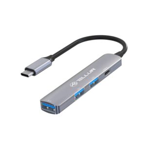 Converter Tellur  4in1 USB-C 3.1 Hub Aluminum, Grey 
