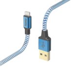 Cable Hama  Hama 00201553 Reflective Charging Cable, USB-A - Lightning 1.5m Nylon blue 