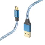 Kabelis Hama  Hama 00201555 Reflective Charging Cable, USB-A - Micro-USB 1.5m Nylon blue 