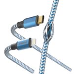 Kaabel Hama  Hama 00201561 Reflective Charging Cable, USB-C - Lightning 1.5m Nylon blue 