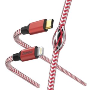Kabelis Hama  Hama 00201562 Reflective Charging Cable, USB-C - Lightning 1.5m Nylon red 