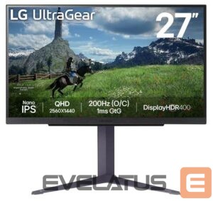 Monitors LG  LCD Monitor||27"|Panel IPS|2560x1440|16:9|180Hz|1 ms|Pivot|Height adjustable|Tilt|Colour Black|27GS85Q-B 