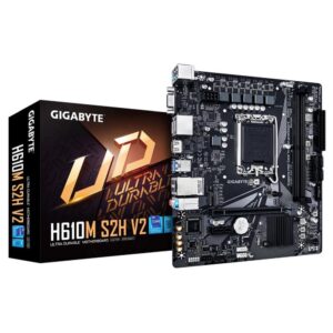 Intel procesoriaus pagrindinė plokštė Gigabyte  Mainboard||Intel H610|LGA1700|Micro-ATX|Memory DDR5|Memory slots 2|1xPCI-Express 3.0 1x|1xPCI-Express 4.0 16x|1xM.2|1x15pin D-sub|1xHDMI|2xDisplayPort|4xUSB 2.0|2xUSB 3.2|1xPS/2|1xRJ45|3xAudio port|H610MS2HV21.0 
