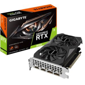 Graphic card / Video cards Gigabyte  Graphics Card||NVIDIA GeForce RTX 3050|6 GB|GDDR6|96 bit|PCIE 4.0 16x|Memory 14000 MHz|GPU 1477 MHz|2xHDMI|2xDisplayPort|GV-N3050WF2OCV2-6GD 