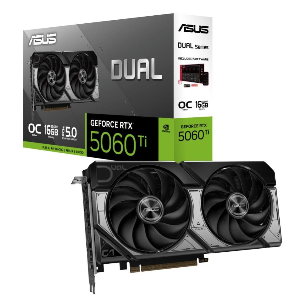 Graphic card / Video cards Asus Graphics Card||NVIDIA GeForce RTX 5060 Ti|16 GB|GDDR7|128 bit|PCIE 5.0 16x|Dual Slot Fansink|1xHDMI|3xDisplayPort|DUAL-RTX5060TI-O16G