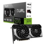 Grafiskās karte / Video kartes Asus  Graphics Card||NVIDIA GeForce RTX 5070|12 GB|GDDR7|192 bit|PCIE 5.0 16x|Dual Slot Fansink|1xHDMI|3xDisplayPort|DUAL-RTX5070-O12G 