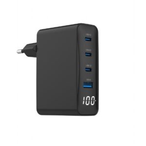 Lādēšanas ierīces un kabeļi Gembird  CHARGER USB 100W 4PORT GAN/TA-UC-PDQC100LCD-01-BK 