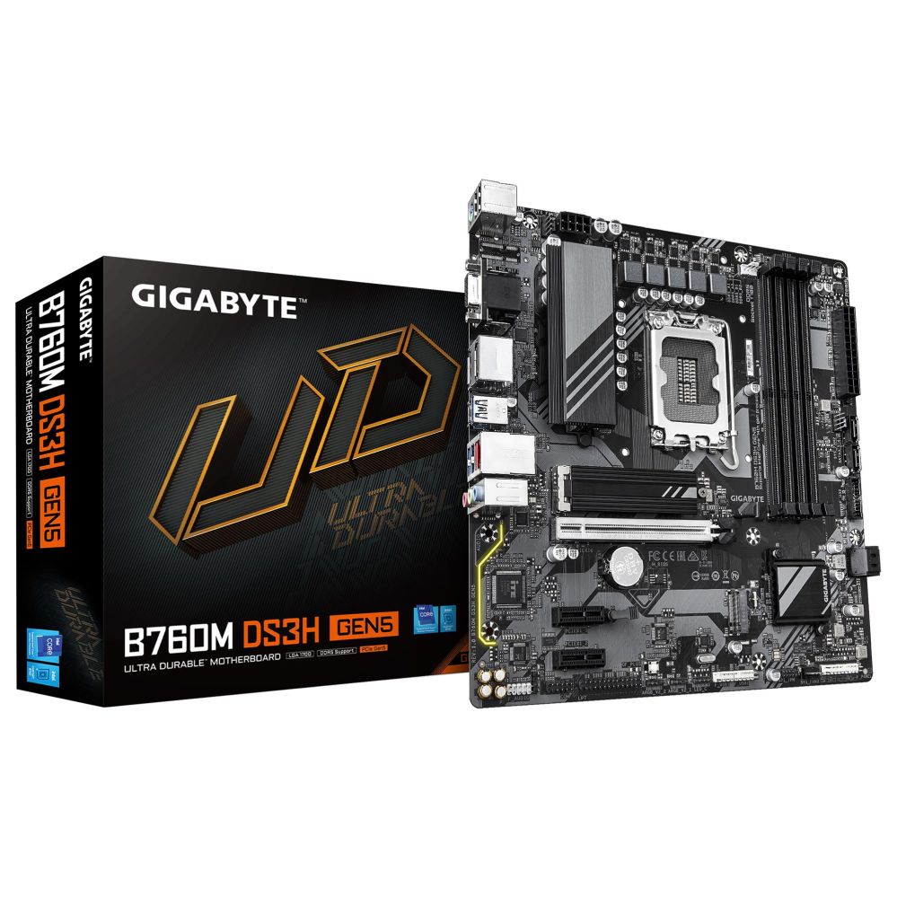 Motherboard for Intel processors Gigabyte Mainboard||Intel B760 Express|LGA1700|Micro-ATX|Memory DDR5|Memory slots 4|B760MDS3HGEN5