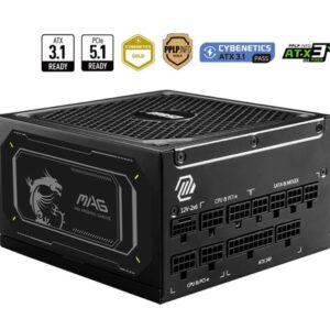 Barošanas bloks MSI  Power Supply||MAG A1000GL PCIE5 II|ATX 3.1|1000 Watts|Efficiency 80 PLUS GOLD|PFC Active|MAGA1000GLPCIE5II 