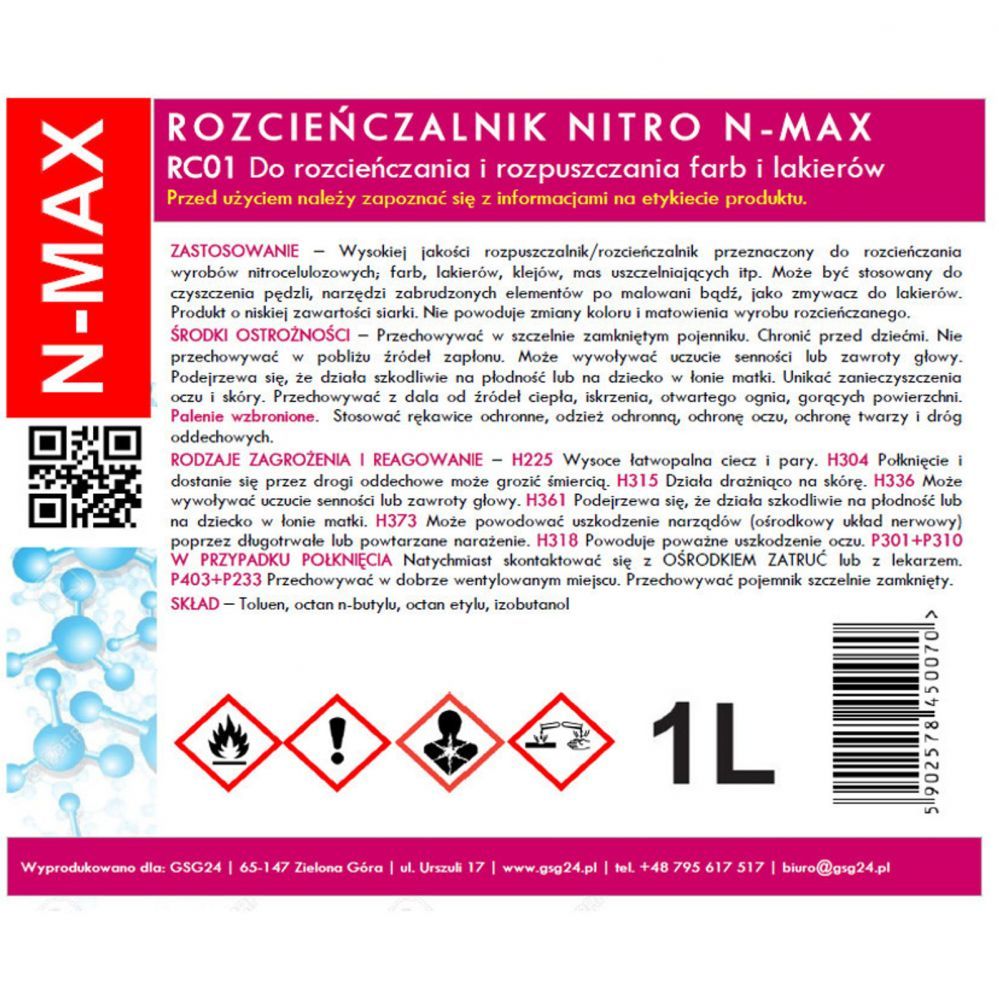Cits mobilo telefonu aksesuārs GSG24 NITRO RC-01 N-MAX 1L thinner solvent