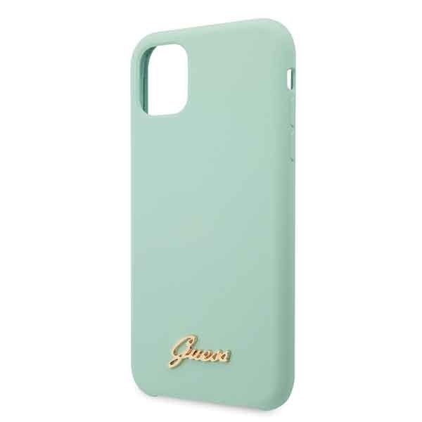 Aizmugurējais vāciņš Guess Guess GUHCN58LSLMGG iPhone 11 Pro zielony/green hard case Silicone Vintage Gold Logo
