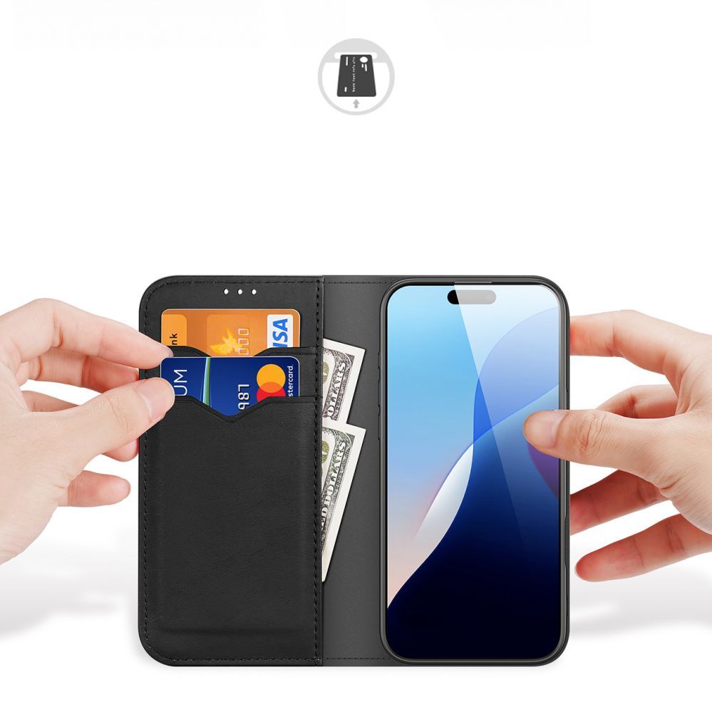 Back panel cover Dux Ducis - Dux Ducis Hivo iPhone 16 Pro Case with Flip and RFID Protection - Black