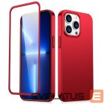 Back panel cover Joyroom - Joyroom 360 Full Case front and back cover for iPhone 13 Pro Max + tempered glass screen protector red (JR-BP928 red) 