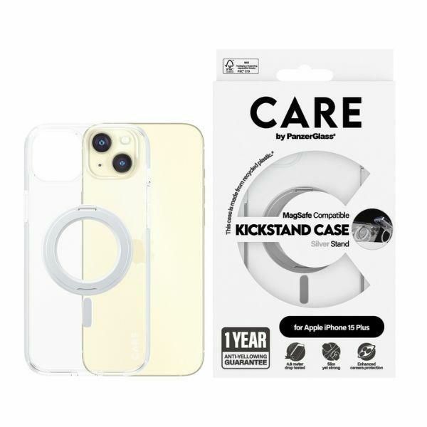 Back panel cover Panzer Glass CARE by PanzerGlass Kickstand Case MagSafe for iPhone 15 Plus - silver
