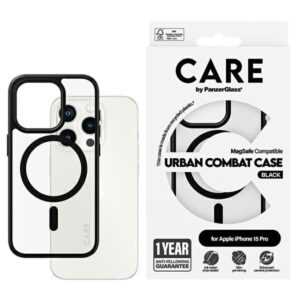 Back panel cover Panzer Glass  CARE by PanzerGlass Urban Combat Case MagSafe for iPhone 15 Pro - Black 