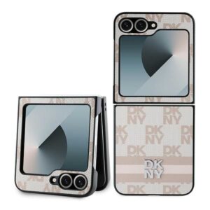 Aizmugurējais vāciņš DKNY  DKNY Checkered Pattern Printed Stripes Case for Samsung Galaxy Z Flip 6 - Pink 