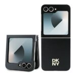 Aizmugurējais vāciņš DKNY  DKNY Leather Metal Stack Logo Case for Samsung Galaxy Z Flip 6 - Black 