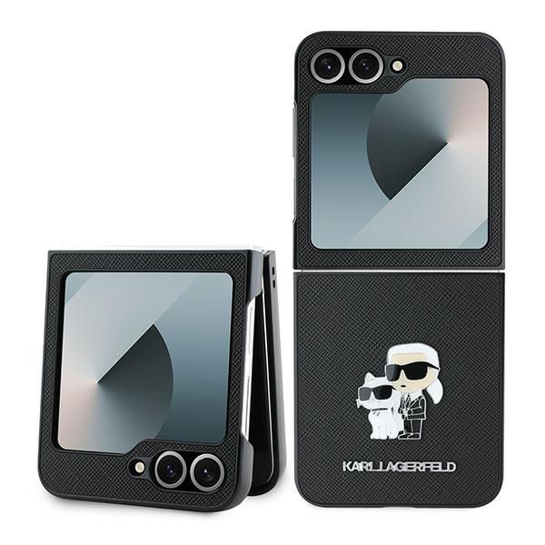 Nugarėlės dėklai Karl Lagerfeld Karl Lagerfeld Saffiano Metal Pin Case for Samsung Galaxy Z Flip 6 - Black