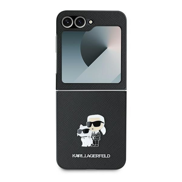 Nugarėlės dėklai Karl Lagerfeld Karl Lagerfeld Saffiano Metal Pin Case for Samsung Galaxy Z Flip 6 - Black