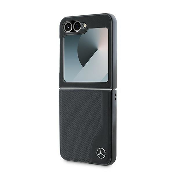 Tagakaaned Mercedes-Benz Mercedes Leather Wood Imitation MagSafe Case for Samsung Galaxy Z Flip 6 - Black