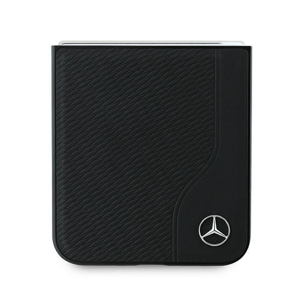 Tagakaaned Mercedes-Benz Mercedes Leather Wood Imitation MagSafe Case for Samsung Galaxy Z Flip 6 - Black