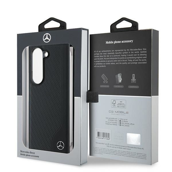 Aizmugurējais vāciņš Mercedes-Benz Mercedes Leather Wood Imitation MagSafe Case for Samsung Galaxy Z Fold 6 - Black