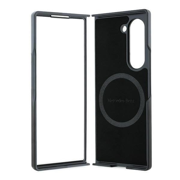 Aizmugurējais vāciņš Mercedes-Benz Mercedes Leather Wood Imitation MagSafe Case for Samsung Galaxy Z Fold 6 - Black