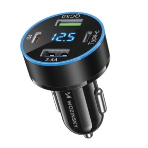 Adapter Wozinsky  Wozinsky WDCCB Car Charger with Display 50W 2xUSB-C / 2xUSB-A - Black 