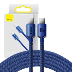 Kabelis Baseus  Baseus Crystal Shine cable USB-C to USB-C, 100W, 1.2m (blue)