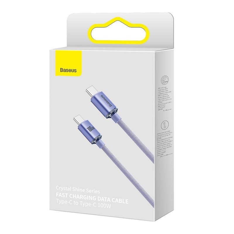 Kabelis Baseus Baseus Crystal Shine cable USB-C to USB-C, 100W, 1.2m (purple)