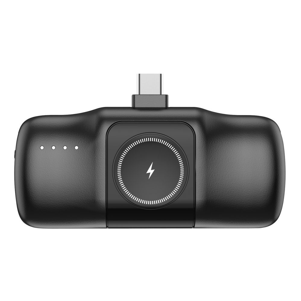 Ārējais akumulators Wozinsky Wozinsky WF16-YCS 5000mAh 15W USB-C Mini Power Bank with Built-in USB-C Cable and Apple Watch Charger - Black