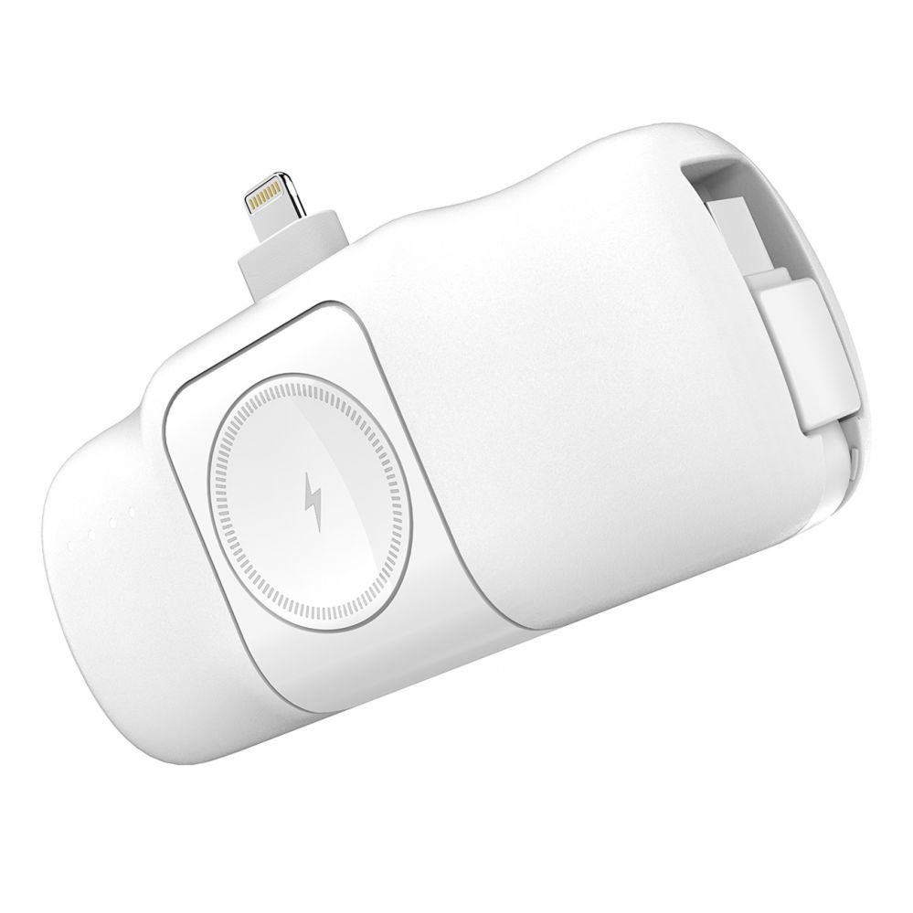 Other Phone Accessory Wozinsky WF16-YLS 5000mAh 15W Lightning Mini Power Bank with Built-in USB-C Cable and Apple Watch Charger - White