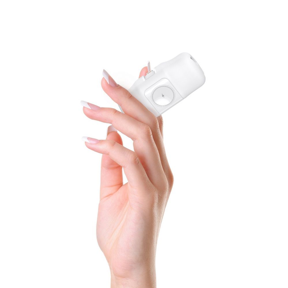 Other Phone Accessory Wozinsky WF16-YLS 5000mAh 15W Lightning Mini Power Bank with Built-in USB-C Cable and Apple Watch Charger - White